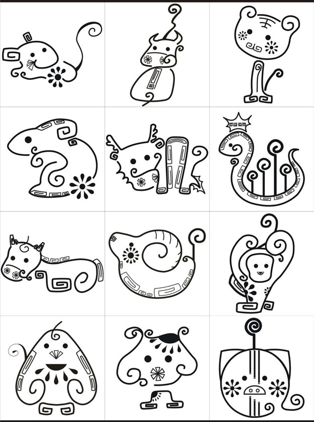 12生肖简单线条图